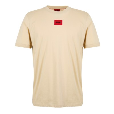 тениска,мъжки,тениски,hugo,mens,regular,fit,diragolino,t,shirt,open,beige,285