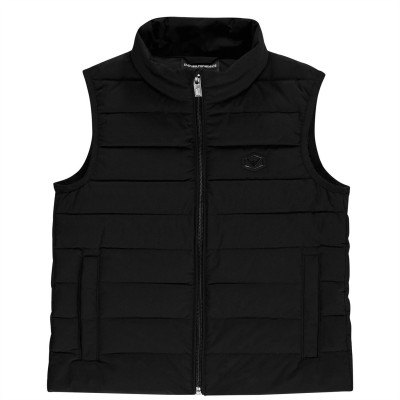 елек,детски,3/4,панталони,emporio,armani,kids',badge,logo,duck,down,funnel,neck,gilet,black,0999