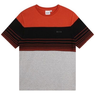 детска,тениска,детски,облекла,boss,striped,logo,t,shirt,boys,tangerine,388
