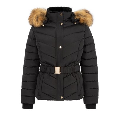 дамско,яке,дамски,жилетки,firetrap,women,s,water,resistant,hooded,short,puffer,jacket,black