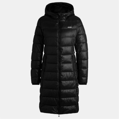 яке,промоция,на,зимни,облекла,дамски,якета,и,палта,hugo,women's,famalia,hooded,long,sleeve,slim,fit,short,puffer,jacket,black