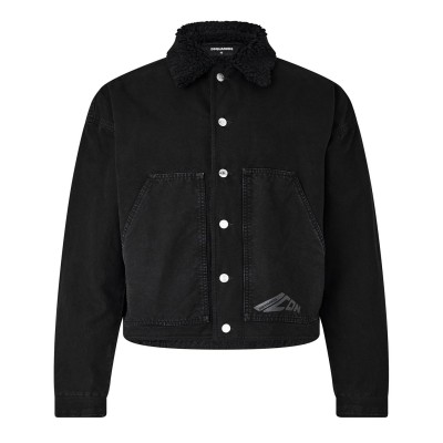 риза,с,дълъг,ръкав,мъжки,якета,dsquared2,men's,icon,kaban,cotton,long,sleeve,overshirt,black