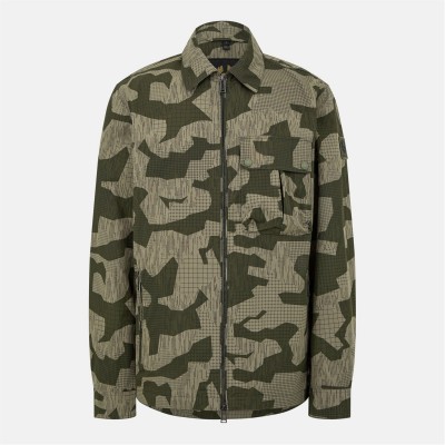 риза,с,дълъг,ръкав,облекла,на,разпродажба,мъжки,якета,belstaff,men's,drome,cotton,camo,print,long,sleeve,full,zip,overshirt,surplus,green
