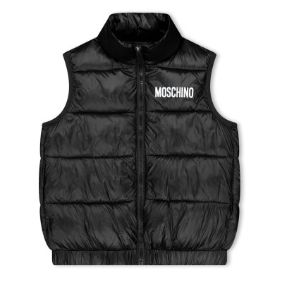 детски,елек,детски,3/4,панталони,moschino,unisex,kids,logo,padded,sleeveless,gilet,black,60100
