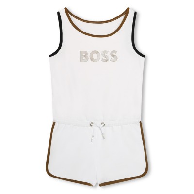юношески,гащеризон,детски,облекла,boss,junior,logo,print,cotton,playsuit,white,10p