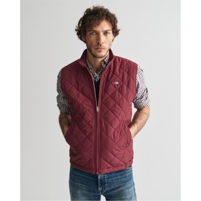 елек,мъжки,якета,gant,men's,quilted,water,repellent,sleeveless,gilet,wine,red