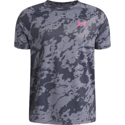 юношеска,тениска,детски,тениски,лека,атлетика,under,armour,tech,2,0,short,sleeve,t,shirt,juniors,grey,camo,pink