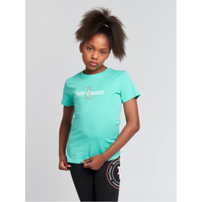тениска,детски,3/4,панталони,juicy,couture,kids',diamante,logo,regular,fit,t,shirt,turquoise,171
