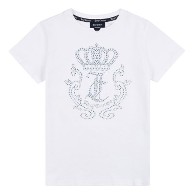 тениска,детски,3/4,панталони,juicy,couture,kids',diamante,crown,crest,regular,fit,t,shirt,white,002
