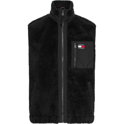 мъжки,якета,tommy,jeans,tjm,mix,media,sherpa,vest,black,bds