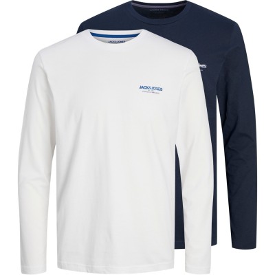 тениска,облекла,на,разпродажба,мъжки,тениски,jack,and,jones,alvs,ls,tee,2pk,sn51,white,navy