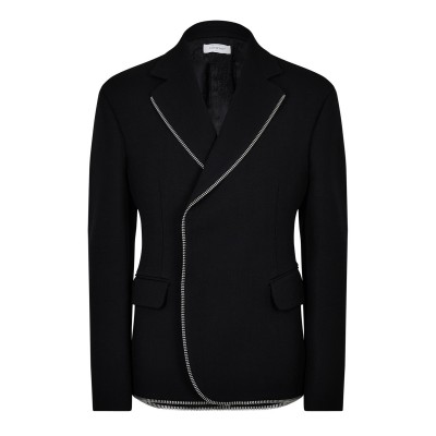 сако,мъжки,якета,off,white,men's,japwool,double,breasted,wool,long,sleeve,blazer,black