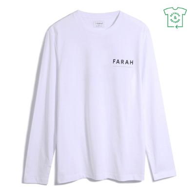 тениска,farah,men,s,newland,long,sleeve,t,shirt,white