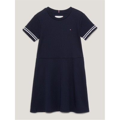 рокля,детски,облекла,tommy,hilfiger,ruffle,rib,knit,dress,desert,sky