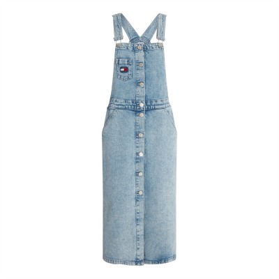 рокля,дамски,летни,гащеризони,дамски,дънки,tommy,jeans,dungaree,midi,dress,denim,light
