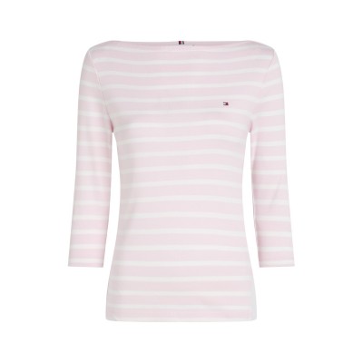 тениска,дамски,топове,tommy,hilfiger,women's,cody,slim,boat,neck,long,sleeve,t,shirt,pink,ecru