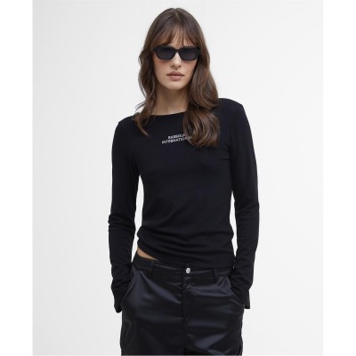 тениска,дамски,топове,barbour,international,long,sleeved,t,shirt,black