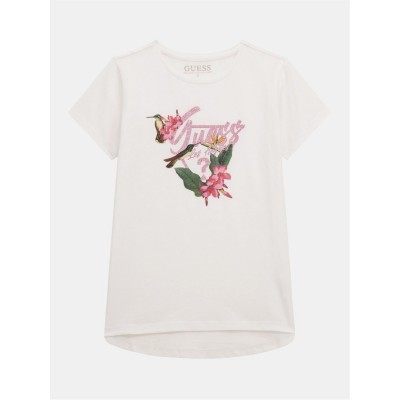 юношеска,тениска,детски,облекла,guess,short,sleeve,graphic,t,shirt,juniors,pure,wht,g011