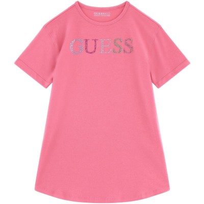 юношеска,тениска,детски,облекла,guess,diamante,logo,t,shirt,juniors,pink,g6m4