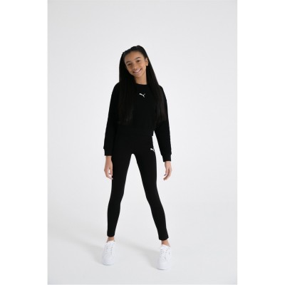 детски,комплект,дрехи,за,училище,разпродажба,puma,детски,екипи,puma,crew,sweater,leggings,set,junior,girls,black,white