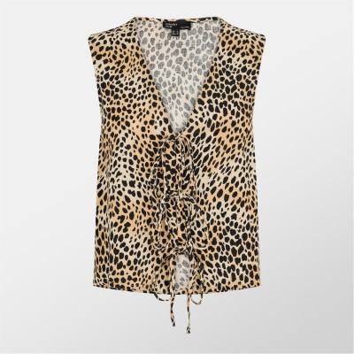 дамски,топове,nobodys,child,leopard,print,tie,front,tessa,top,leopard