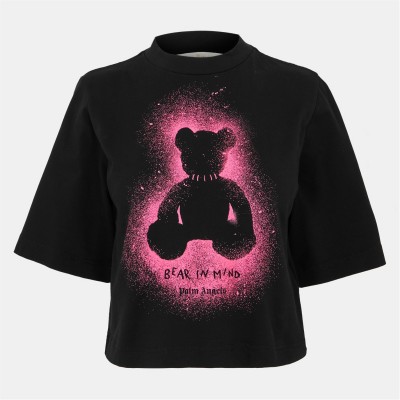 къса,блуза,дамски,топове,palm,angels,women's,spray,crop,top,black