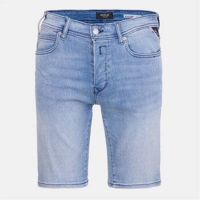 къси,панталони,мъжки,къси,панталони,replay,men's,stretch,denim,mid,rise,shorts,light,blue