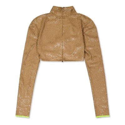 яке,дамски,топове,off,white,long,sleeve,zip,jacket,camel,yellow