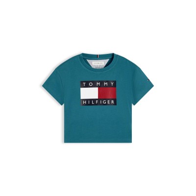 къса,блуза,tommy,hilfiger,kids,crop,top,teal,ct3