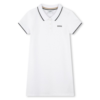 юношеска,рокля,детски,облекла,boss,logo,polo,dress,juniors,white,10p