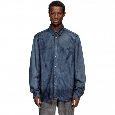 риза,с,дълъг,ръкав,мъжки,ризи,diesel,men,s,long,sleeve,denim,shirt,dark,blue