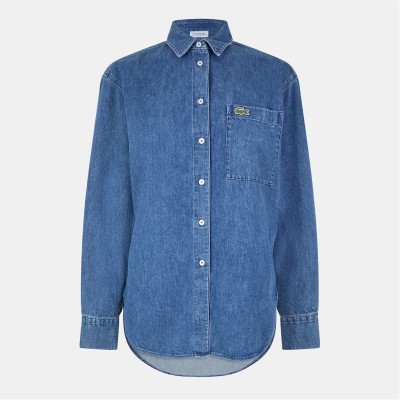 дамски,ризи,lacoste,denim,shirt,medium,blue