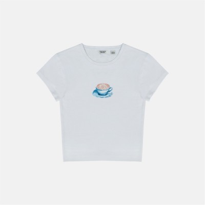 къса,блуза,дамски,топове,jack,wills,women's,graphic,cotton,short,sleeve,crew,neck,print,crop,top,coffee