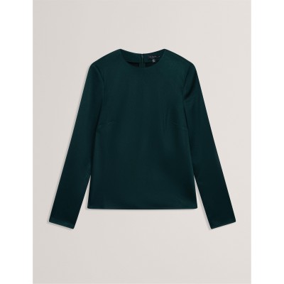 дамска,тениска,ted,baker,women,s,mesh,long,sleeve,t,shirt,dk,green