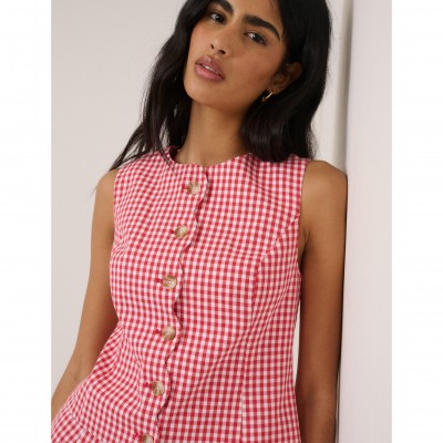 дамски,елек,дамски,топове,nobodys,child,womens,red,gingham,waistcoat,red