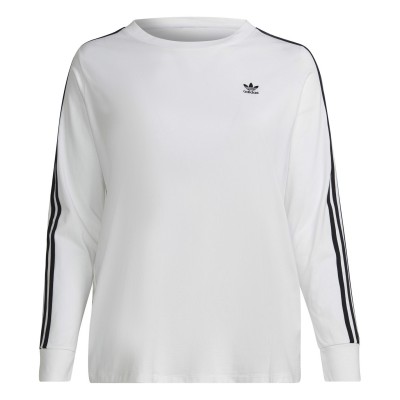 фланелка,с,дълъг,ръкав,дамски,топове,adidas,originals,3,stripe,long,sleeve,top,white