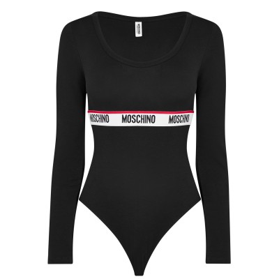 дамски,топове,moschino,long,sleeve,tape,bodysuit,black,0555
