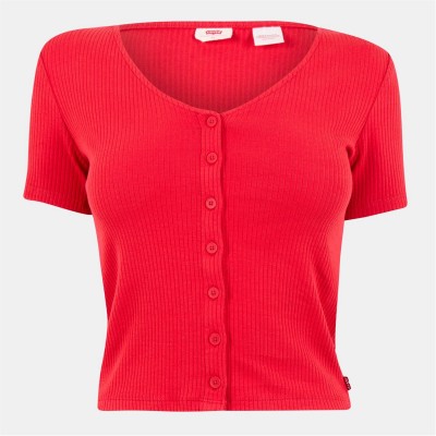тениска,дамски,топове,levis,short,sleeve,striped,t,shirt,true,red,rib