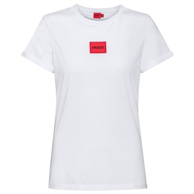 тениска,дамски,тениски,hugo,the,slim,tee,red,label,white,100