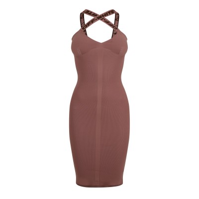 рокля,дамски,топове,off,white,logo,cross,back,dress,brown