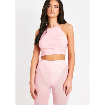 дамски,топове,дамски,потници,missy,empire,halter,neck,ruched,top,pink