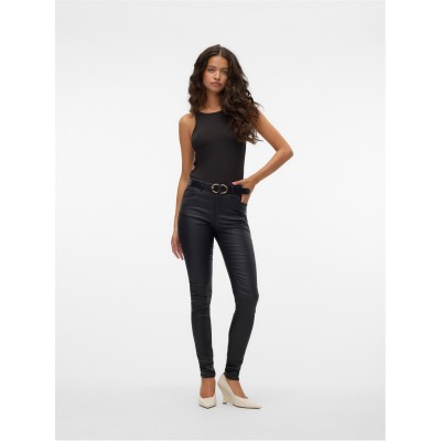 елек,дамски,дънки,vero,moda,women's,mid,waist,coated,skinny,jeans,black