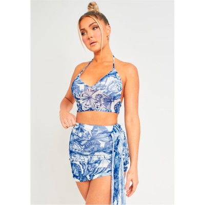 дамски,топове,дамски,потници,missy,empire,print,halter,neck,mesh,top,blue