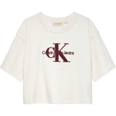юношеска,тениска,детски,облекла,calvin,klein,jeans,cropped,logo,t,shirt,juniors,ivory,ybi
