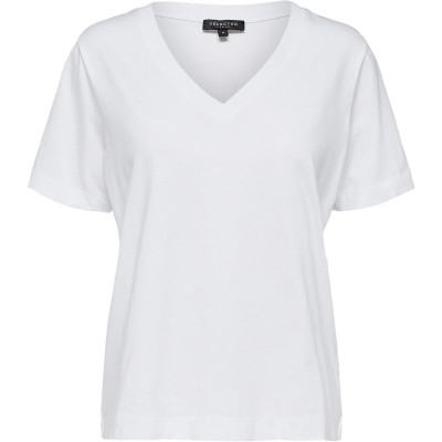 тениска,дамски,топове,selected,femme,standard,v,neck,t,shirt,white