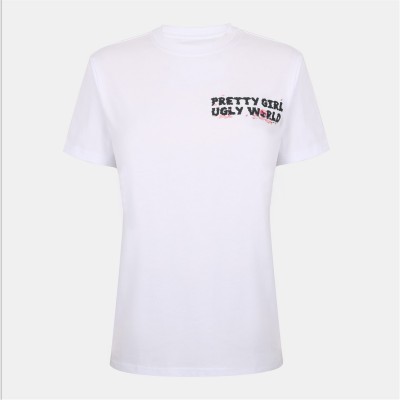 тениска,дамски,топове,pretty,boy,ugly,world,women's,regular,fit,t,shirt,white,pink