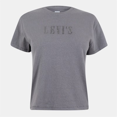 тениска,дамски,топове,levis,levis,graphic,classic,tee,rhinestone,grey