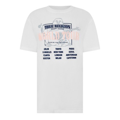 тениска,дамски,топове,true,religion,world,tour,boyfrien,t,shirt,white