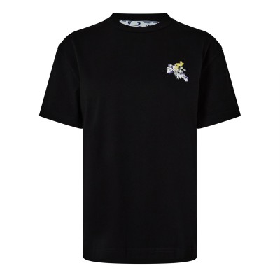 тениска,дамски,топове,off,white,flower,arrow,casual,t,shirt,black,multi