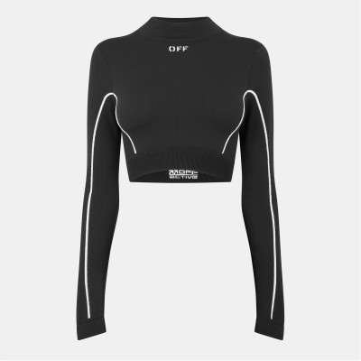 къса,блуза,дамски,топове,off,white,women's,seamless,long,sleeve,crop,top,black